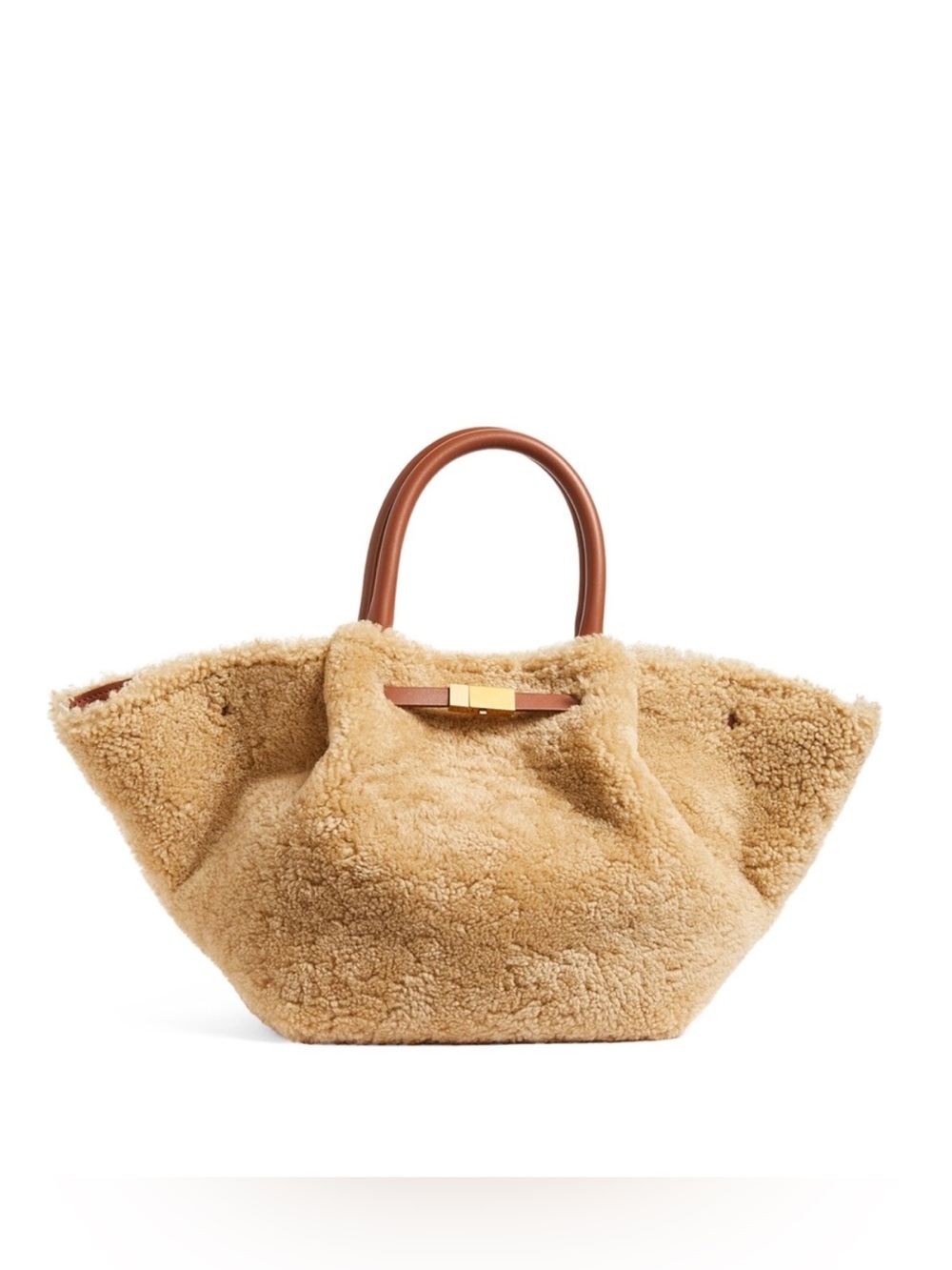 Demellier The Midid New York Shearling Bag Sherpa winter fall tote tan beige